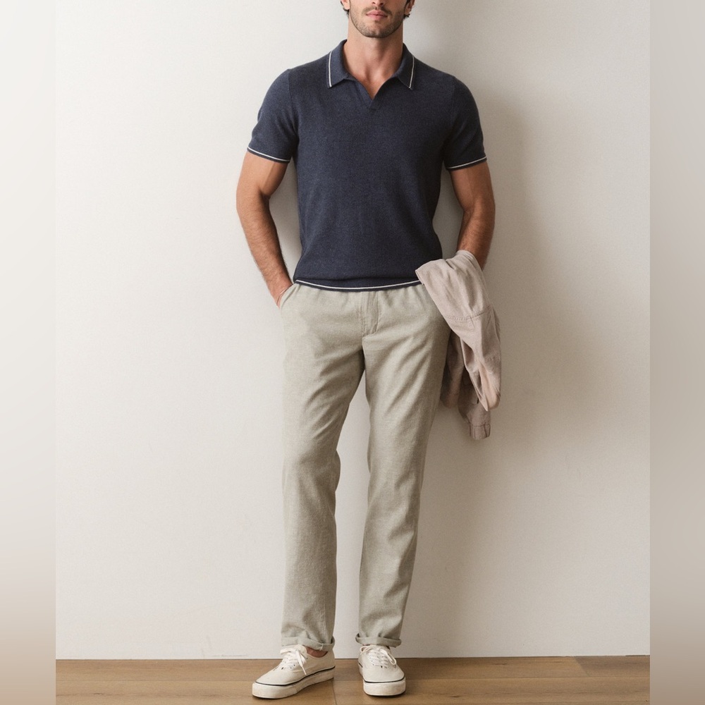 NWT Marine Layer Liam Sweater Polo in Dark Indigo - Picture 4 of 11